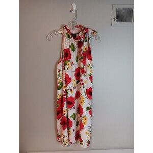 JM Studio By John Meyer Floral Sleeveless Swing Dress Red Poppy Sz 12